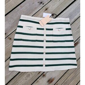 Scotch & Soda Amsterdam Womens Knit Skirt Viscose Blend Gream&Green Size XL NWT